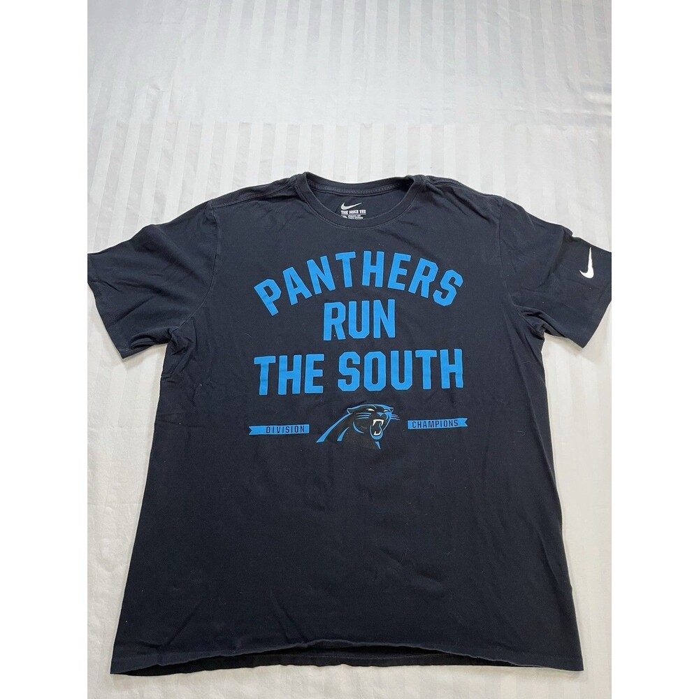 Nike NFL Carolina Panthers Shirt Mens XL Black Run The South Division Champs Tee